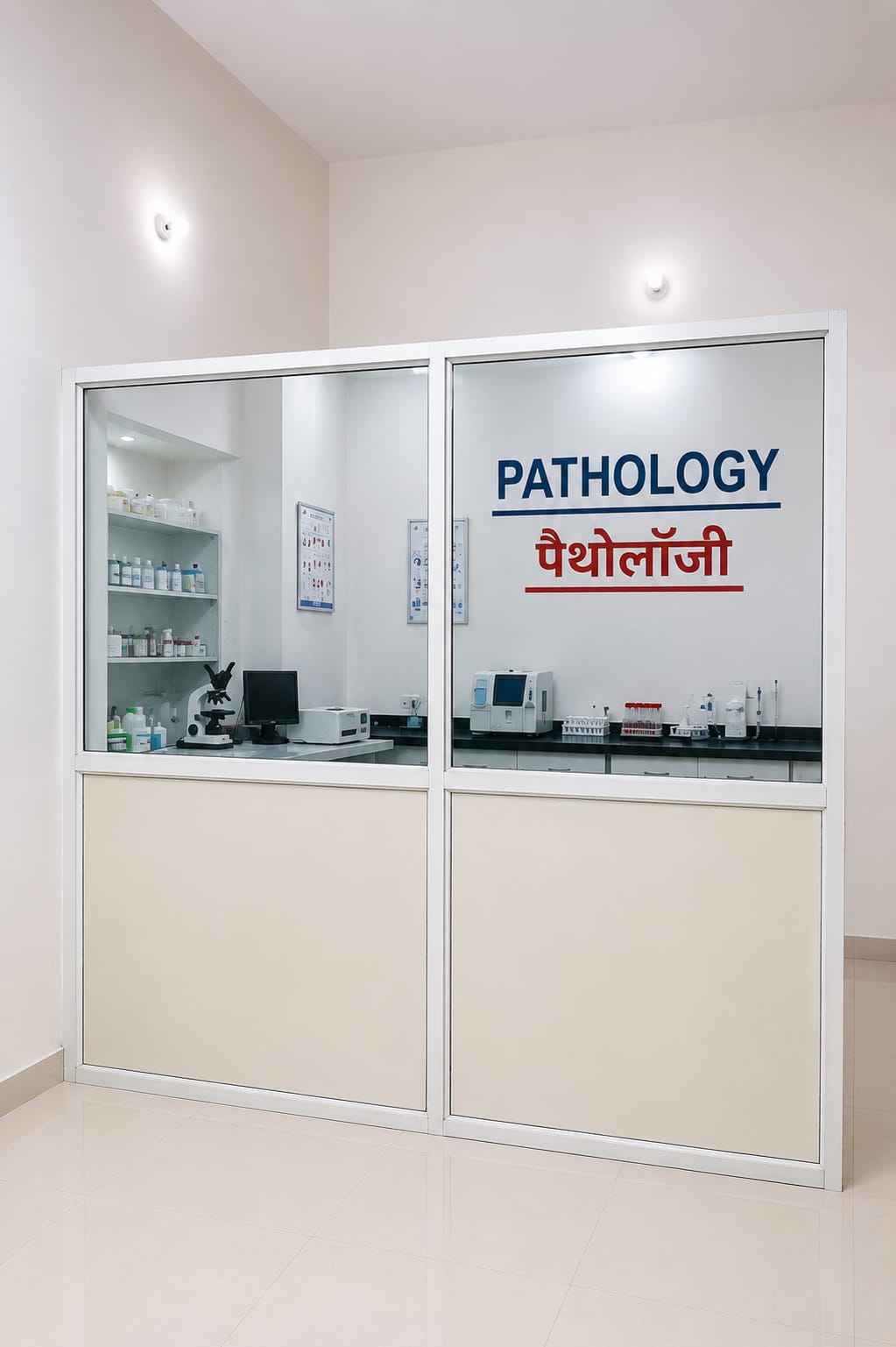 Pathology laboratory at Gurjar Multispeciality Hospital, Berasia